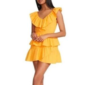 BB Dakota Steve Madden Summer Sunset Dress XS Radiant Golden Ruffle Tiered Mini